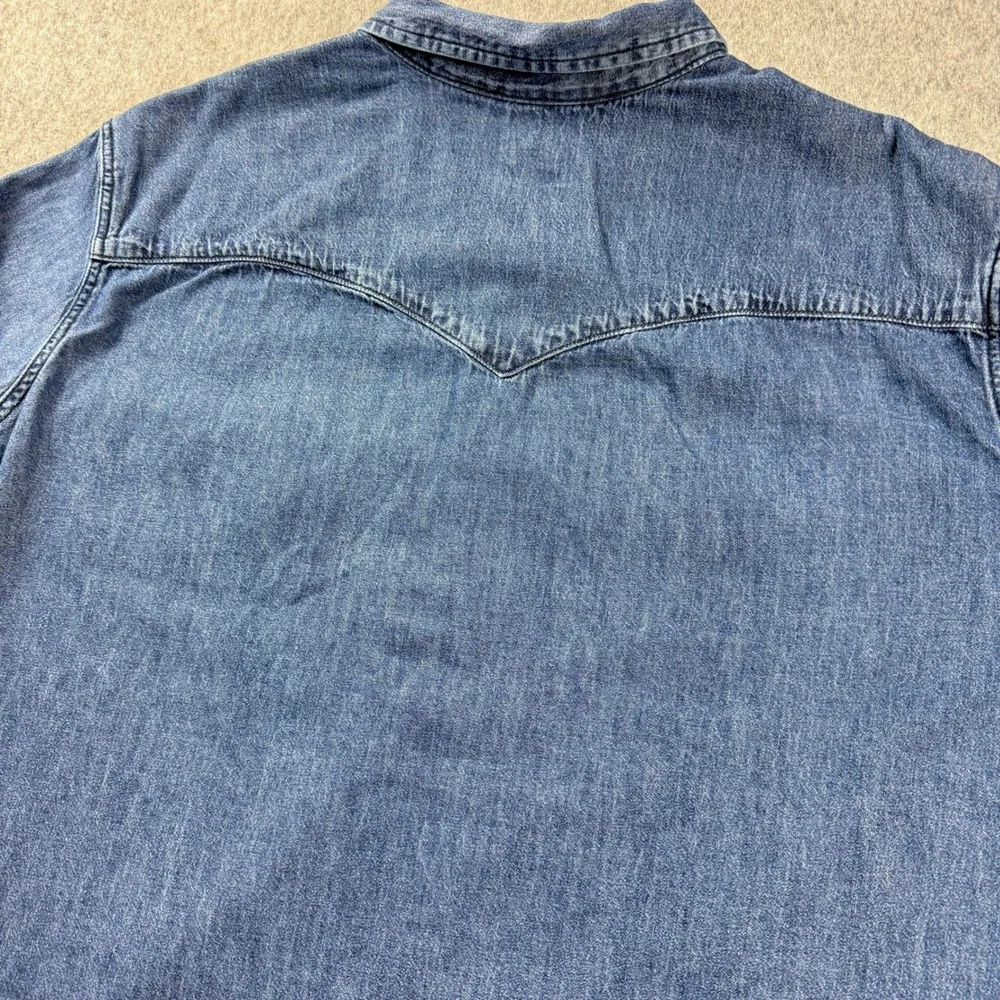 Levis Denim Shirt Mens Size 3XL Blue Pearl Snap Cowboy Western Standard Fit